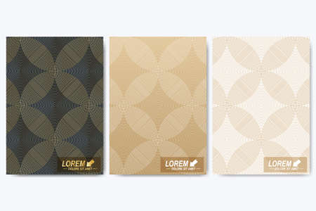 Modern template for brochure, Leaflet, cover, booklet, magazine or annual report. A4 size. Abstract golden presentation book layout. Geometric pattern with linesのイラスト素材