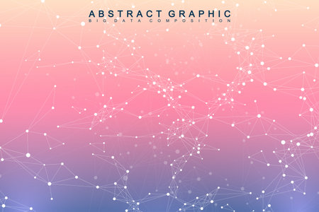 Geometric graphic molecule and communication. Big data complex with compounds. Perspective backdrop....