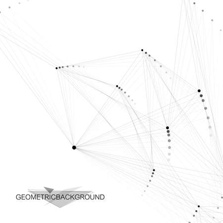 Geometric graphic background molecule and communication. Big data complex with compounds. Perspective backdrop. Minimal array. Digital data visualization. Scientific cybernetic vector illustration.のイラスト素材