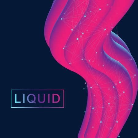 Abstract fluid 3d shapes vector trendy liquid colors backgrounds set. Colored fluid graphic composition illustration. Geometric graphic background molecule communication.のイラスト素材