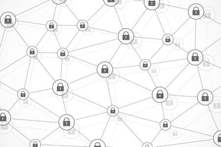 Protection concept. Data Security system Shield Protection Verification. Cyber security and information or network protection. Future cyber technology. System privacy. Vector illustration.のイラスト素材