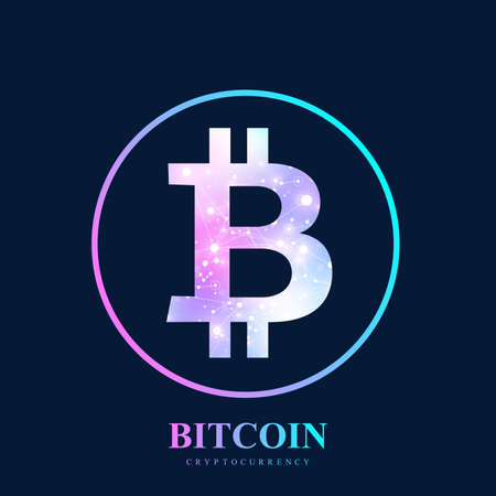 Bitcoin. Physical bit coin. Bitcoin digital currency coin damage world finance system. Cryptocurrency. Virtual money. Vector illustration.のイラスト素材