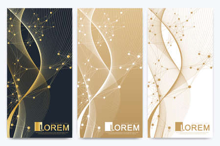 Modern set of vector flyers. Molecule and communication background.のイラスト素材