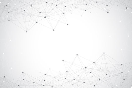 Geometric abstract background with connected lines and dots.   Vector illustration.のイラスト素材