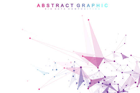 Geometric abstract vector with connected line and dots. Global network connection background. Technological sense abstract illustration.のイラスト素材
