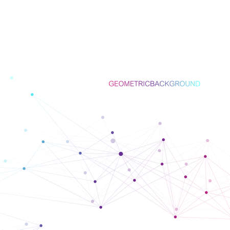 Geometric abstract vector with connected line and dots. Global network connection background. Technological sense abstract illustration.のイラスト素材