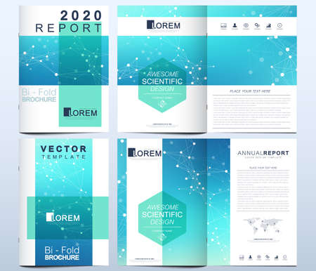 Modern vector template for brochure, Leaflet, flyer, advert, cover, catalog, magazine or annual report. Geometric pattern with connected lines and dots. Cybernetic dots. Lines plexus. Card surface Vector illustration.のイラスト素材