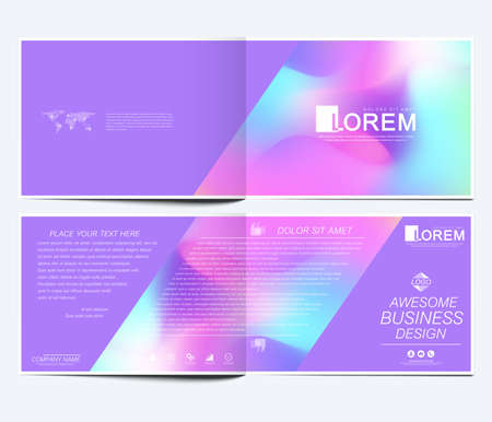 Modern vector template for horizontal brochure, leaflet, cover, catalog, magazine or annual report. Abstract fluid 3d shapes vector trendy liquid colors backgrounds. Colored fluid graphic compositionのイラスト素材