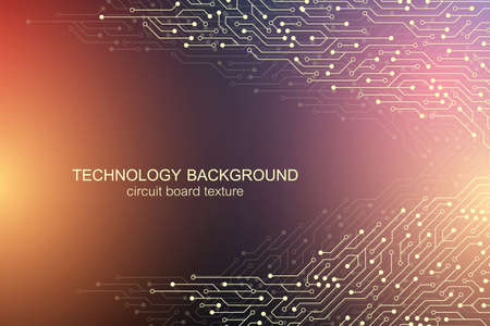 Computer motherboard vector background with circuit board electronic elements. Electronic texture for computer technology, engineering concept. Motherboard integrated computing illustrationのイラスト素材