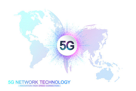 5G network wireless systems and internet vector illustration. Communication network. Business...