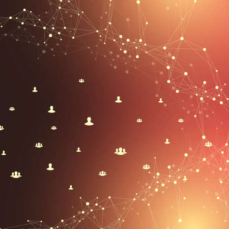 Social media network and marketing concept background. Global business concept and internet technology, Analytical networks. Vector illustration.のイラスト素材