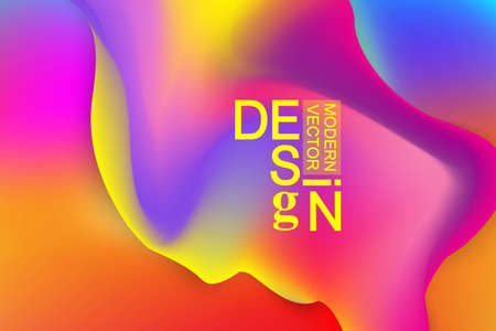 Colorful geometric abstract background fluid liquid wavy gradient flowing dynamic shapes. Modern trendy background for your presentation banner design vector templateのイラスト素材