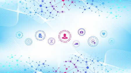 Abstract medical and science health care blue banner design template. Health care medicine concept....