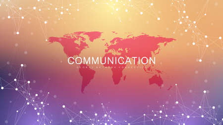 Digits abstract background with connected lines and dots. Digital neural networks. Network and connection background for your presentation. Graphic polygonal background. Vector illustrationのイラスト素材