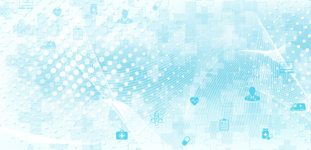 Abstract medical and science healthcare blue banner design template. Health care medicine concept....
