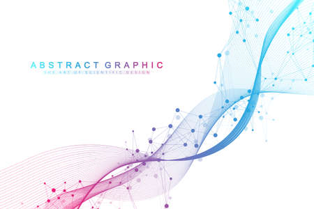 Scientific vector illustration genetic engineering and gene manipulation concept. DNA helix, DNA strand, molecule or atom, neurons. Abstract structure for Science or medical background. CRISPR CAS9のイラスト素材