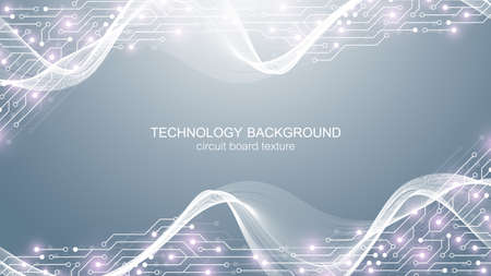 Computer motherboard vector background with circuit board electronic elements. Electronic texture for computer technology, engineering concept. Motherboard computer generated abstract illustration.のイラスト素材