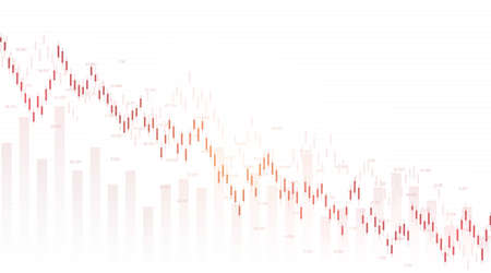 Forex stock market exchange background. Financial web banner template for Forex trading graph chart. Forex trading indicators on white background, vector illustration.のイラスト素材