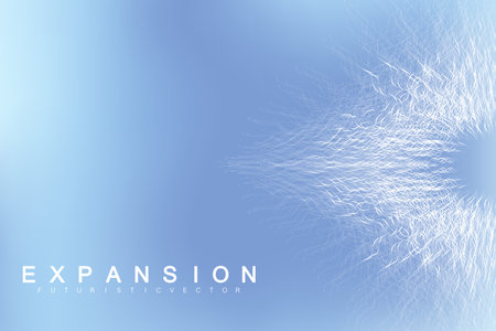 Expansion of life. Colorful explosion background with connected line and dots, wave flow....