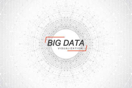 Big data visualization. Big data machine learning algorithms. Data array visualization. Visual information complexity. Futuristic analysis of infographics Information. Vector illustration.のイラスト素材