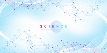 Expansion of life. Colorful explosion background with connected line and dots, wave flow. Visualization Quantum technology. Abstract graphic background explosion, motion burst, vector illustrationのイラスト素材