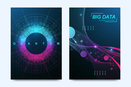 Innovative cover template quantum computer technology, big data visualization, artificial...