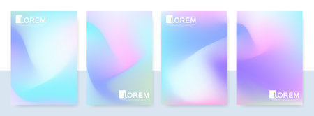 Trendy abstract mockup pastel colorful gradient art templates in A4 size. Suitable for posts, banners design and layout design template for brochure. Vector fashion backgrounds.のイラスト素材