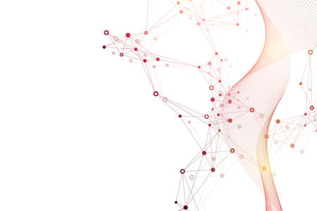 Technology abstract background with connected line and dots. Big data visualization. Artificial Intelligence and Machine Learning Concept Background. Analytical networks illustrationの写真素材