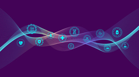 Big Genomic Data Visualization. DNA helix, DNA strand, DNA Test. Molecule or atom, neurons. Abstract...