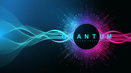 Quantum computing concept. Deep learning artificial intelligence. Big data algorithms visualization...