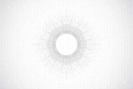 Quantum computer technology banner design template concept. Deep learning artificial intelligence. Big data algorithms visualization for business, science, technology. Waves flow, illustration.の写真素材