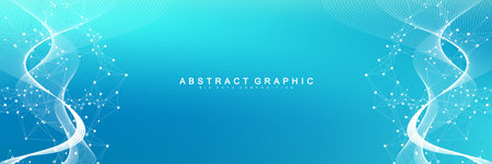 Digits abstract background with connected line and dots, wave flow. Digital neural networks. Network...