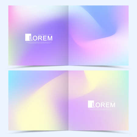 Trendy abstract square mockup pastel colorful gradient art holographic templates. Suitable for social media posts, mobile apps, banners design and web internet ads. Vector fashion backgrounds.のイラスト素材