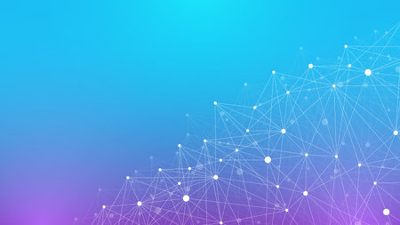Technology abstract background with connected line and dots. Big data visualization. Artificial...