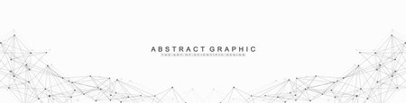 Global network connection banner design template. Header social network communication in the global business concept. Big data visualization. Internet technology.のイラスト素材