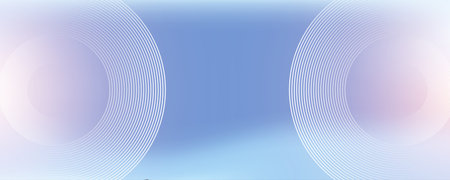 Modern abstract blue background with circular lines. Geometric stripe line art design for poster, brochure, cover, website, header, web banner, presentationのイラスト素材