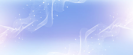 Abstract tech network connection dots. Digital technology and big data analysis background. White background with plexus lines. Geometric background with abstract meshのイラスト素材