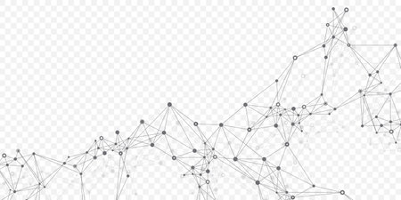 Abstract tech network connection dots. Digital technology and big data analysis background. White background with plexus lines. Geometric background with abstract meshのイラスト素材