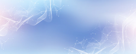 Abstract tech network connection dots. Digital technology and big data analysis background. White background with plexus lines. Geometric background with abstract meshのイラスト素材