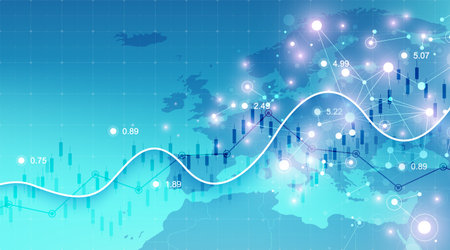 Stock market or Forex trading graph in graphic concept for financial investment or economic trends business idea design. Worldwide finance background. Vector illustrationのイラスト素材