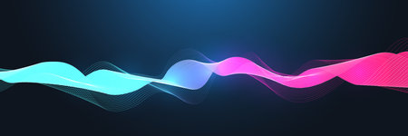 Music poster for electronic festival with dotted lines and waves. Party flyer cover design concept....
