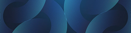 Modern digital abstract blue background with circular lines. Geometric stripe line art design for...