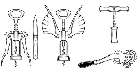 Corkscrew, corkscrew, wine corkscrew, wine corkscrew, wine corkscrew, vector illustrationのイラスト素材
