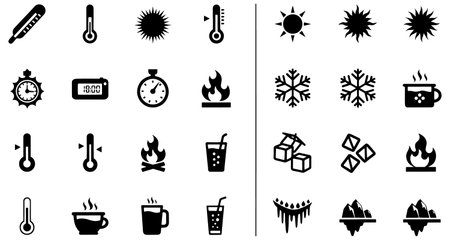 Thermometer icon set. Hot temperature symbol. Vector illustration.のイラスト素材