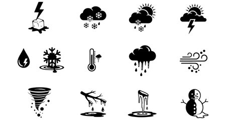 Set of weather icons. Vector illustration isolated on a white background.のイラスト素材