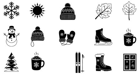 Winter icon set. Vector illustration of a set of winter icons.のイラスト素材