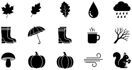 Set of autumn icons. Vector illustration isolated on a white background.のイラスト素材