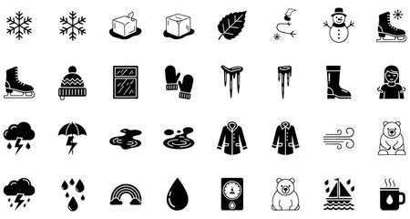 Winter icons set. Collection of 25 winter icons for web design.のイラスト素材