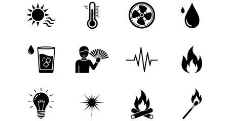 Set of icons on a theme of hot weather. Vector illustration.のイラスト素材