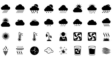 set of weather icons on a white background, vector illustration, EPS10のイラスト素材